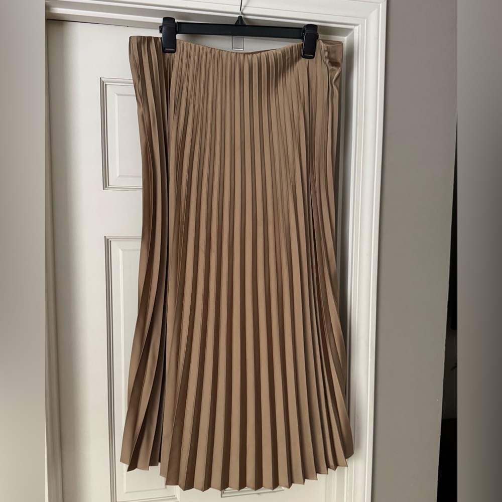 J. Crew Camel A-Line Pleated Skirt
